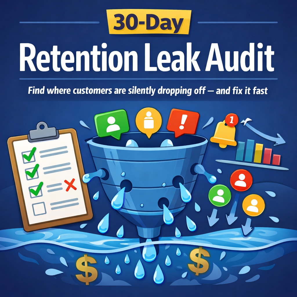 30-Day Retention Leak Audit checklist cover for local service businesses